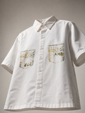 Utility Pocket print Premium Boys Half Sleeve Shirt – Off White