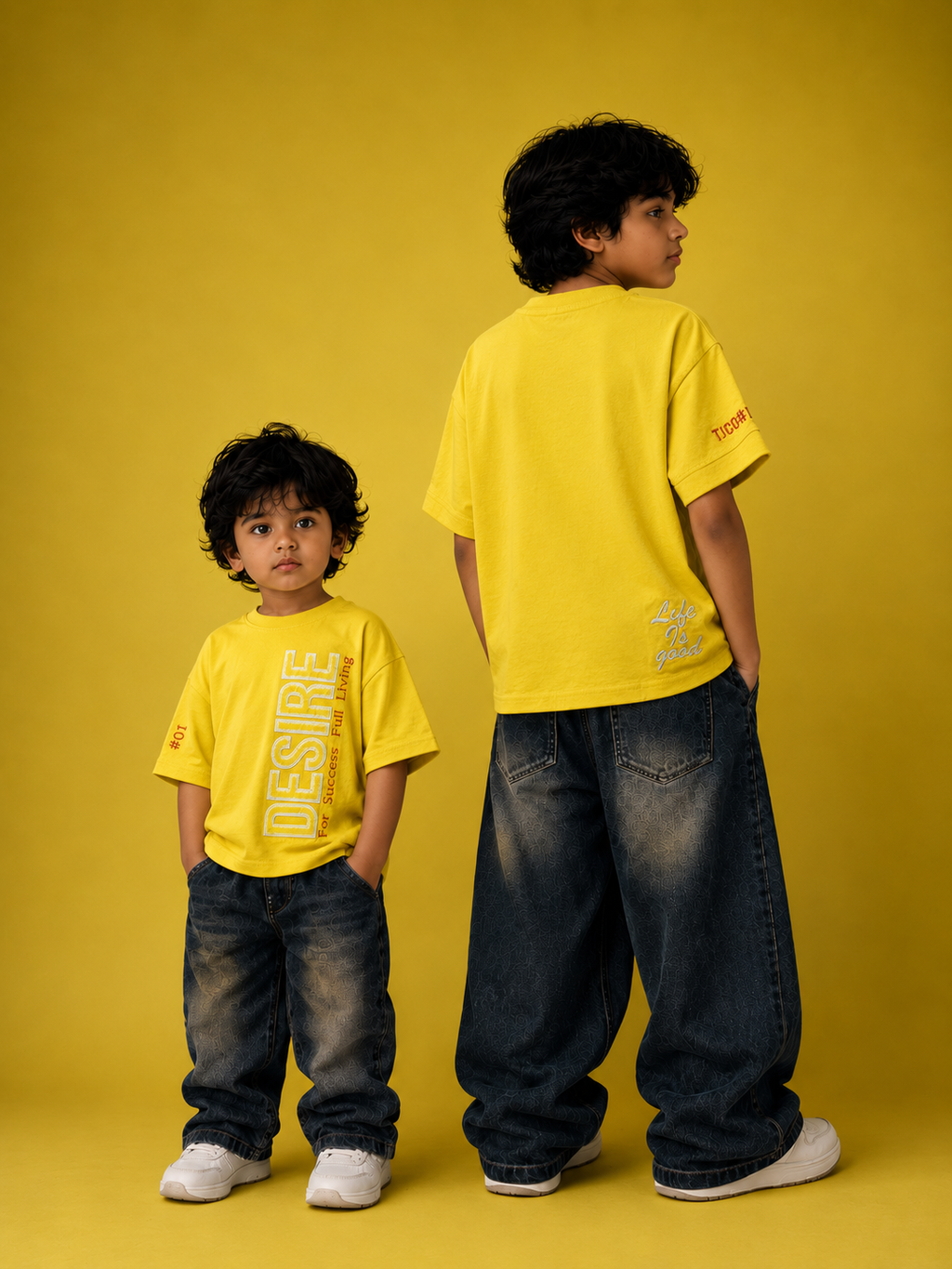 DESIRE Embroidered Relaxed Fit Tee – Neon Yellow