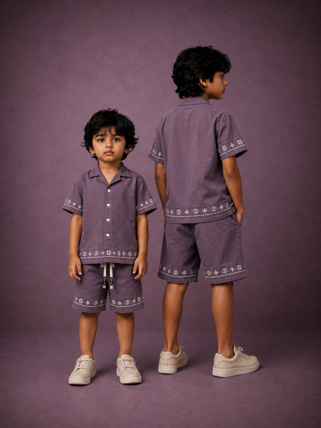 Lavender Boys Co-ord Set – Half Sleeve Shirt & Pants